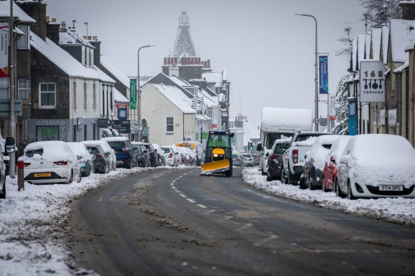 Auchterarder High Street turned white.