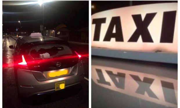 A taxi was vandalised by a passenger on Sunday morning