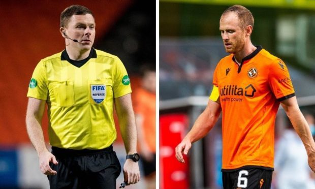 Dundee United captain Mark Reynolds (right) has taken aim at referee John Beaton.