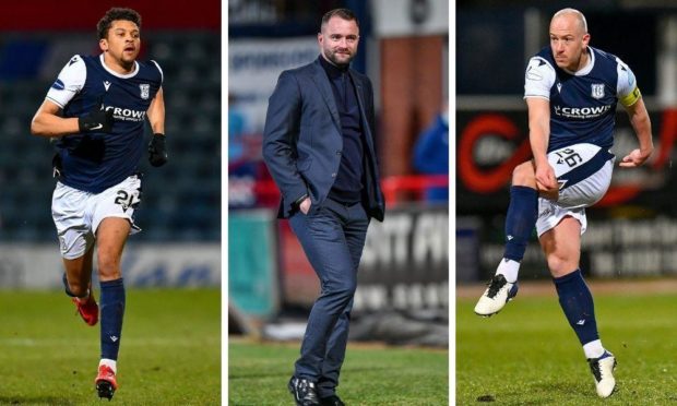 Osman Sow (left) and Charlie Adam (right) have been key players for Dundee boss James McPake in his second season in the dugout.