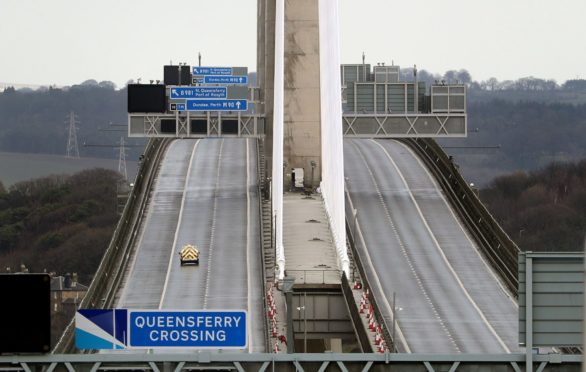 The Queensferry Crossing after it was closed due to bad weather.