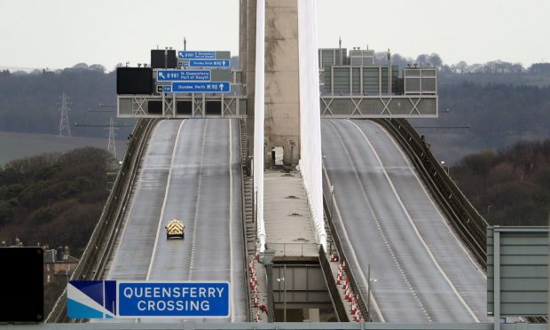 A deserted Queensferry Crossing after it closed due to ice.