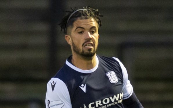 AYR, SCOTLAND - NOVEMBER 21: Declan McDaid in action during a Scottish Championship match between Ayr United and Dundee at Somerset Park, on November 21, 2020, in Ayr, Scotland (Photo by Mark Scates / SNS Group)