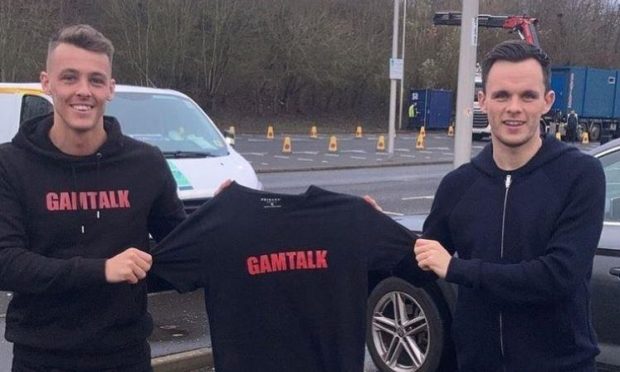 Paul Pettigrew of Gamtalk and Dundee United ace Lawrence Shankland.