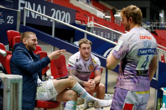 (L to R) Finn Russell, Stuart Hogg and Jonny Gray left Scotland for big money deals elsewhere.