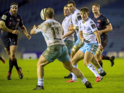 Ross Thompson (centre) made his Glasgow debut against Edinburgh on Saturday.