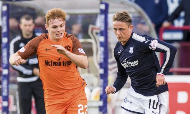 09/08/17 BETFRED CUP DUNDEE v DUNDEE UTD DENS PARK - DUNDEE Dundee United's Fraser Fyvie and Dundee's Scott Allan