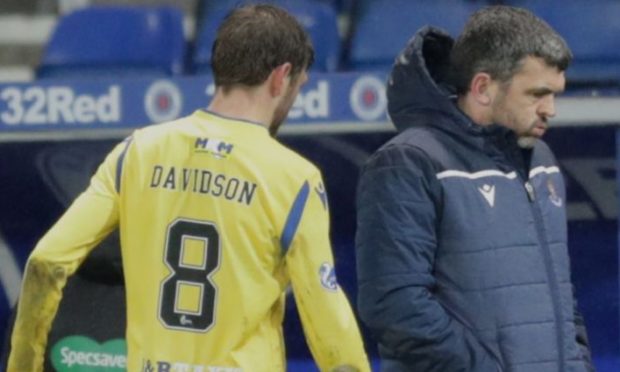 Murray Davidson limps off at Ibrox during Rangers clash.