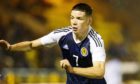 Charlie Gilmour in action for Scotland U-19s.