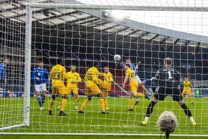 Shaun Rooney bullets header past Robby McCrorie.