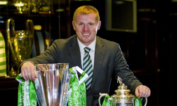 Neil Lennon pictured in 2013 after winning double with Celtic.