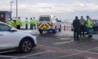 Emergency services meet in the Arbroath harbour area.