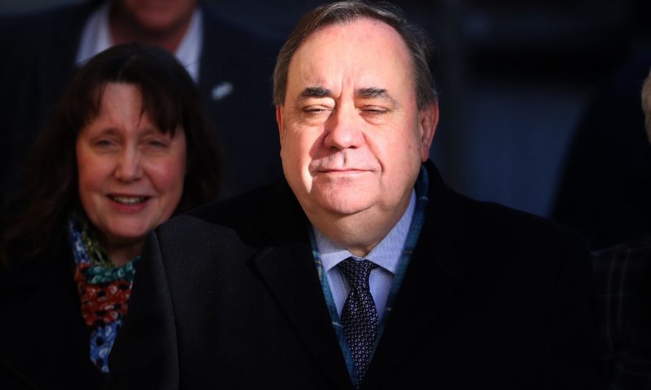 PICTURE ADVISORY. Editors of newspapers printed or that have editions circulating in Scotland and all Internet subscribers or broadcasters whose content is visible in Scotland are advised to seek legal advice before publication of this photograph as, under Scottish Law, the use of a picture of an untried person may be held to be in Contempt of Court. Former Scottish first minister Alex Salmond arrives at the High Court in Edinburgh for the tenth day of his trial over accusations of sexual assault, including one of attempted rape. PA Photo. Picture date: Friday March 20, 2020. See PA story COURTS Salmond. Photo credit should read: Andrew Milligan/PA Wire