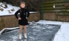 Adonia on her homemade ice rink. Picture by Darrell Benns