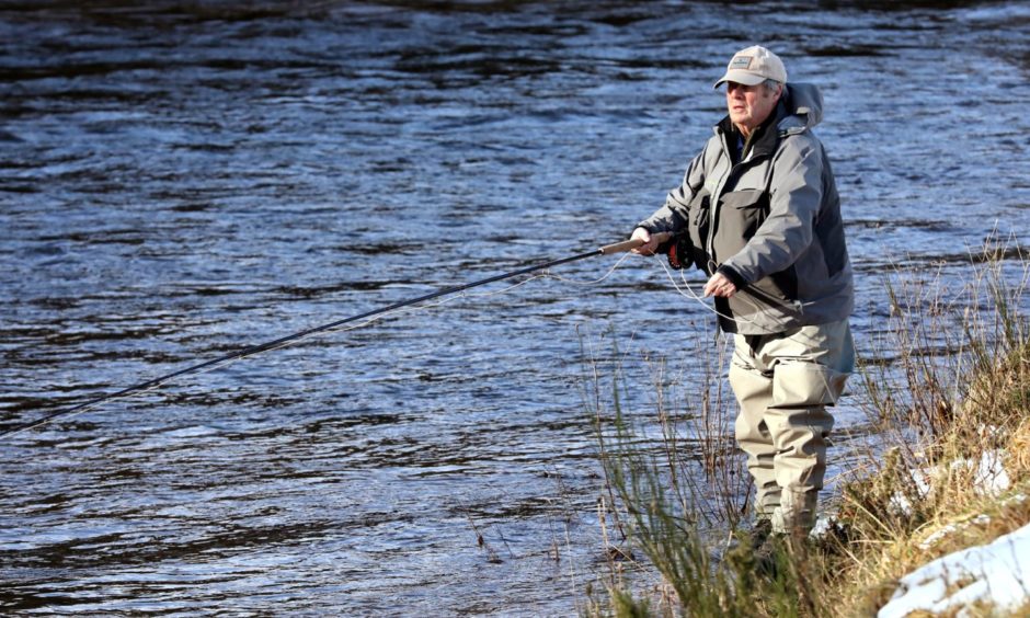 Angler Dave Morrison fishing on the Esk on opening day of the 2021 season.