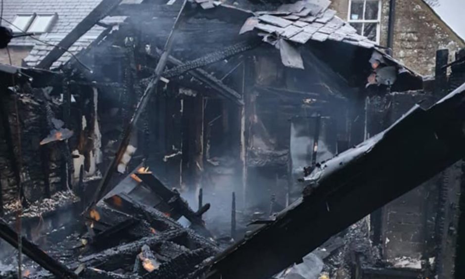 Joanna Rae's house after the fire in Charleston, Angus..