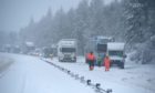 Heavy snow causing traffic difficulties on the A9 in January 2021.