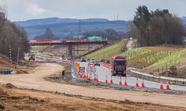 A9 dualling works between Luncarty and Birnam.
