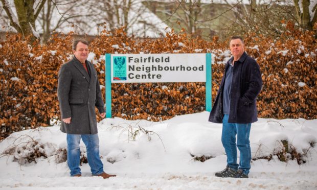 Councillors John Rebbeck and Ian Massie at the site of the former Fairfield Neighbourhood Centre.