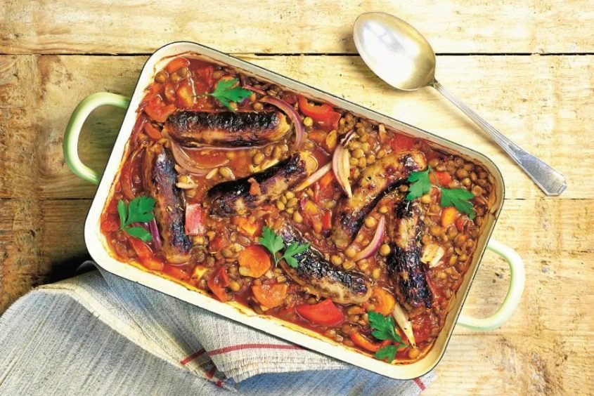 Sausage and Lentil Bake