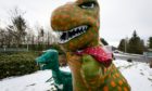 Glenrothes dinosaur Rexie with his new love - Stella.
