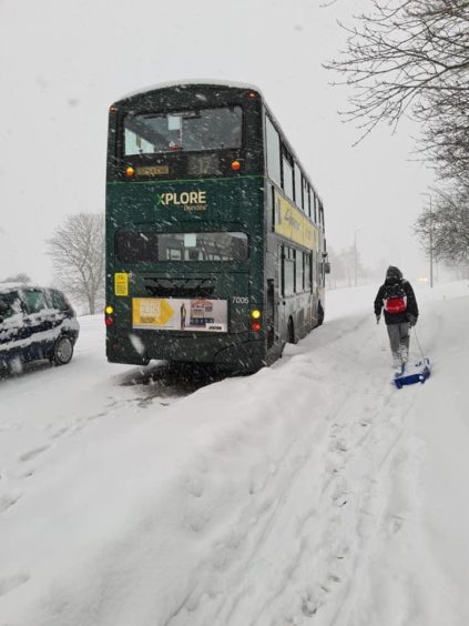 A stranded Xplore Dundee number 17 on Arran Drive, Dundee.