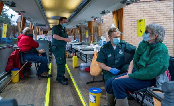 Pic of Scottish Ambulance Service's mobile vaccine bus.