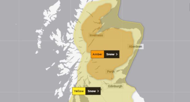 The Met Office has issued an amber weather warning for snow.