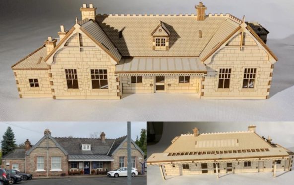 The famous Aberdour train station building has been recreated as a 1/76 scale model.