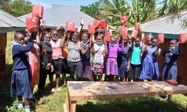 Studnets at Balozi College in Kenya received handmade reusable period pads from students at Dundee and Angus College