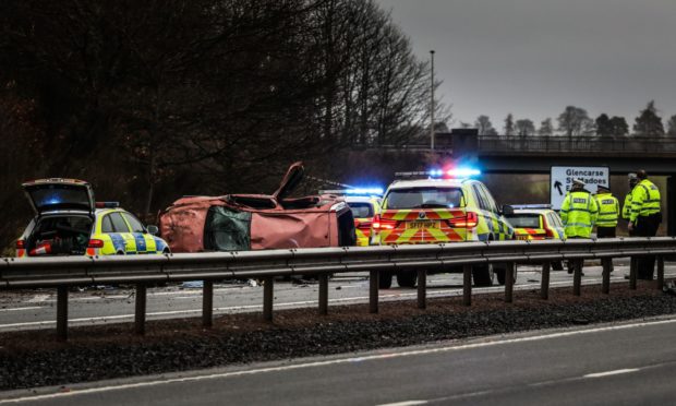 The scene of the crash on the A90.