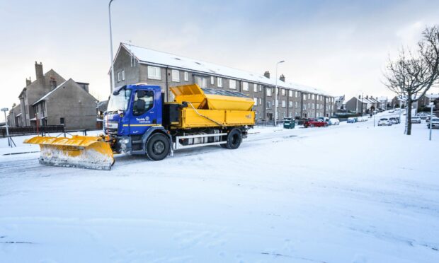 A gritter working in Tayside and Fife