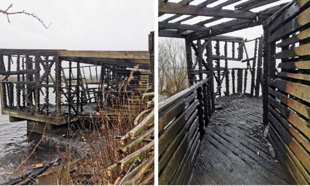 Mill Hide, Loch Leven, has been destroyed.