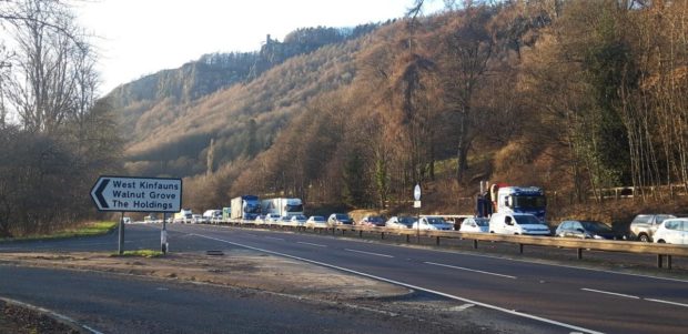 Queues form on the A90 after a person was struck by a vehicle