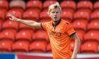 DUNDEE, SCOTLAND - JULY 18: Kieran Freeman in action for Dundee United during a friendly match between Dundee Utd and Livingston at Tannadice, on July 18, 2020, in Dundee, Scotland.