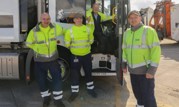 Cllr Ross Vettraino with council employees Sam Scofield, Cliff Mitchell and Robert Anderson.