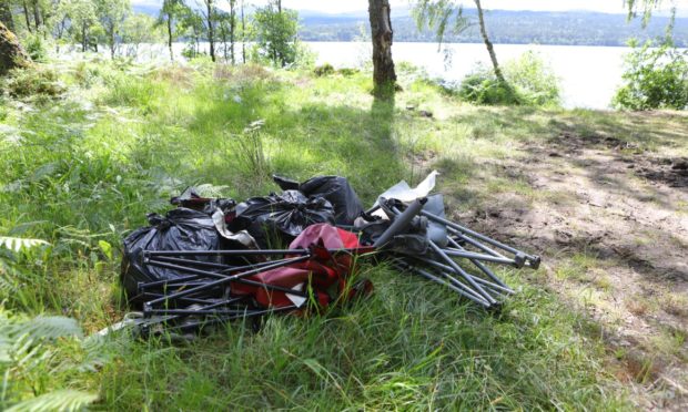 Mess left behind by at the side of Loch Rannoch in July.