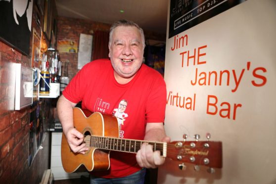 Evening telegraph/ Courier news CR0027116   G Jennings pics ,  its one year on since" Jim the Janny"  ( jimmy Young) started up his virtual bar in Menzieshill, and he talked to DCT media about the year he has had, tuesday 16th march