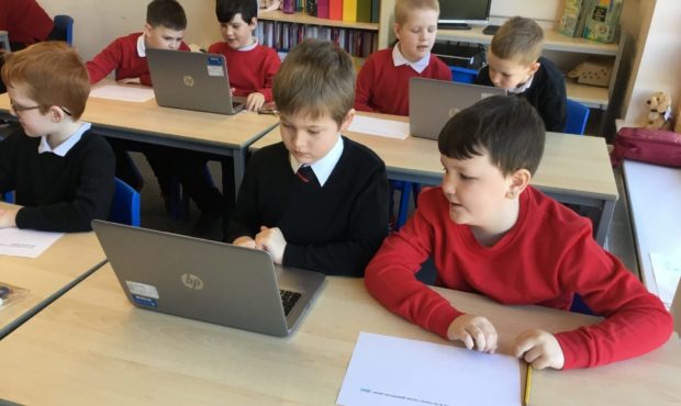 Warddykes P4 pupils back in the class putting the finishing touches to the film project.