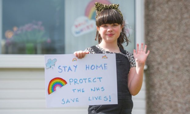 Monifieth girl Kayla Reid (9) and her messaging to the world in March 2020