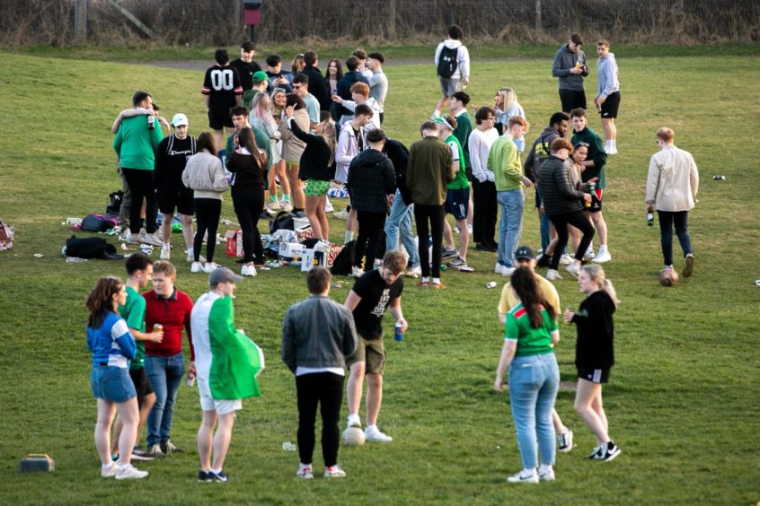 Young people gathered at Magdalen Green.