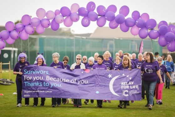 The survivors' walk at the 2019 Arbroath Relay.