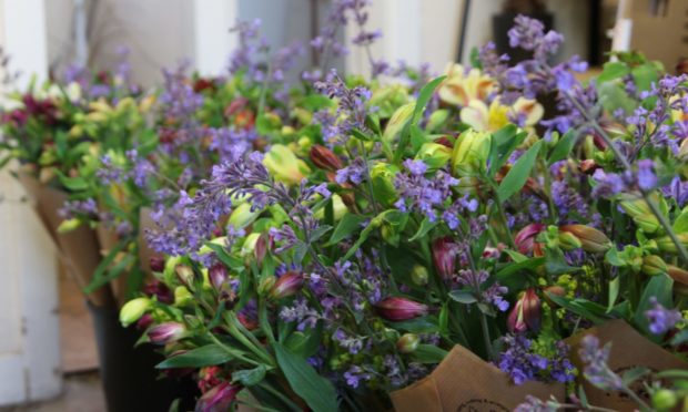 Harvested Spring flowers at Blooming Bees.