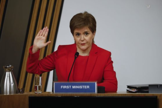 First Minister Nicola Sturgeon MSP appears before the Scottish Parliament Committee on the Scottish Government Handling of Harassment Complaints today 03/03/2021. The committee met in Committee room 2 at the Scottish Parliament, Edinburgh.  Pic - Andrew Cowan/Scottish Parliament. 03 March 2021.