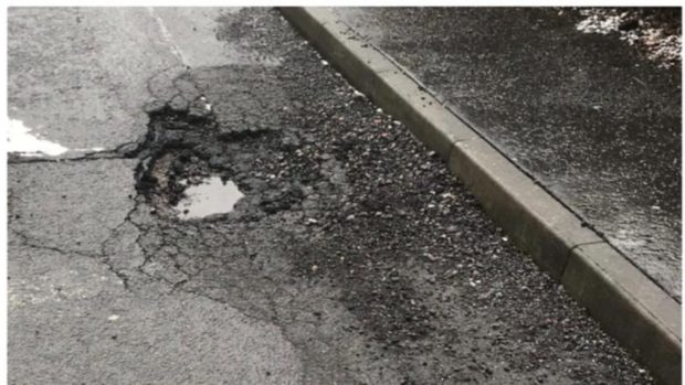 Just one of hundreds of potholes across Fife.