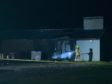 Fire crews extinguish the blaze at the Rosyth Sharks Rugby Club.