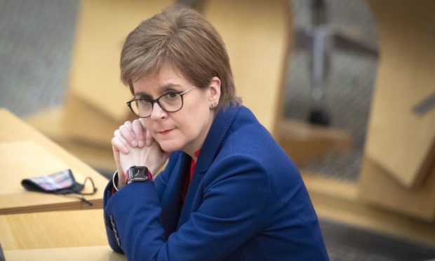 First Minister Nicola Sturgeon during the Covid briefing in Holyrood.