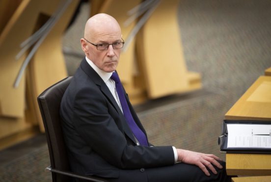 Deputy First Minister John Swinney during the debate ahead of a vote of no confidence in him at the Scottish Parliament.