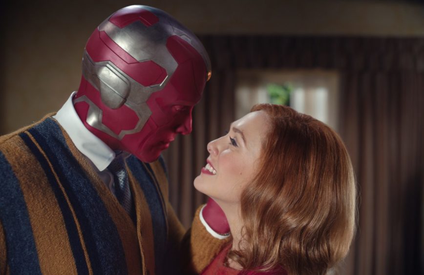 Wandavision: Paul Bettany as Vision and Elizabeth Olsen as Wanda. 