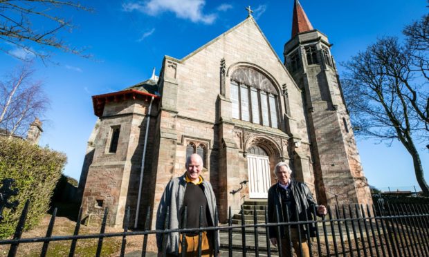 David Jerdan and Dennis Gowans from Crail Community Partnership outside the community hall.